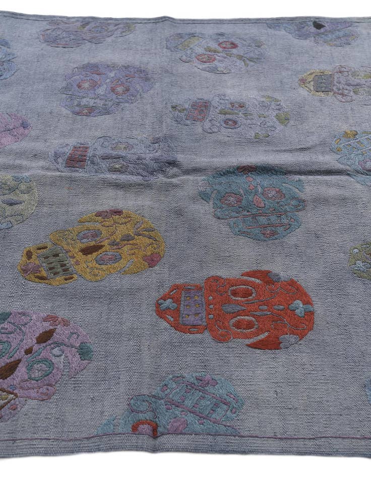 Detail image of  4' 3 x 5' 6  Hand Woven Kilim Suzani Wool Rug