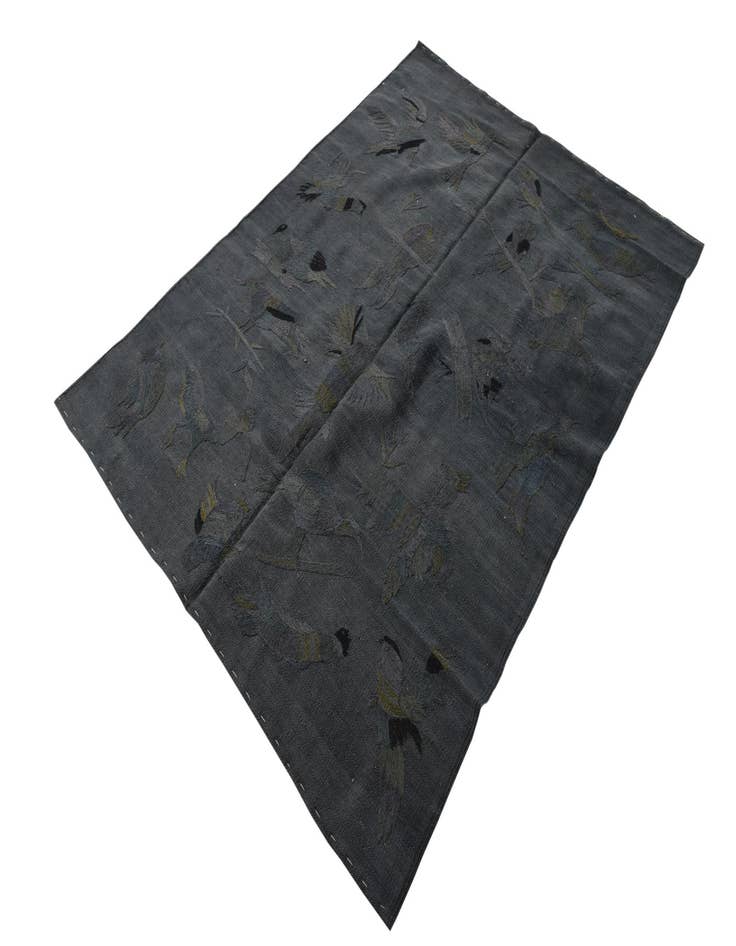 Detail image of  4' 1 x 5' 8  Hand Woven Kilim Suzani Wool Rug