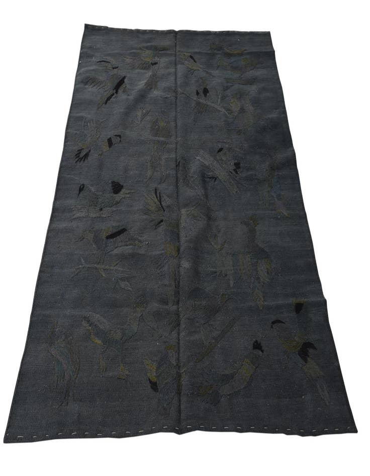 Detail image of  4' 1 x 5' 8  Hand Woven Kilim Suzani Wool Rug