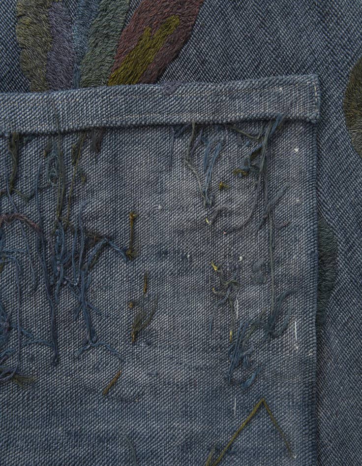 Detail image of  3' 5 x 4' 6  Hand Woven Kilim Suzani Wool Rug