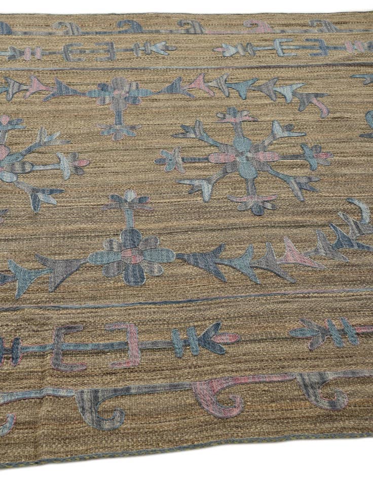 Detail image of  5' 7 x 7' 8  Hand Woven Kilim Suzani Wool Rug