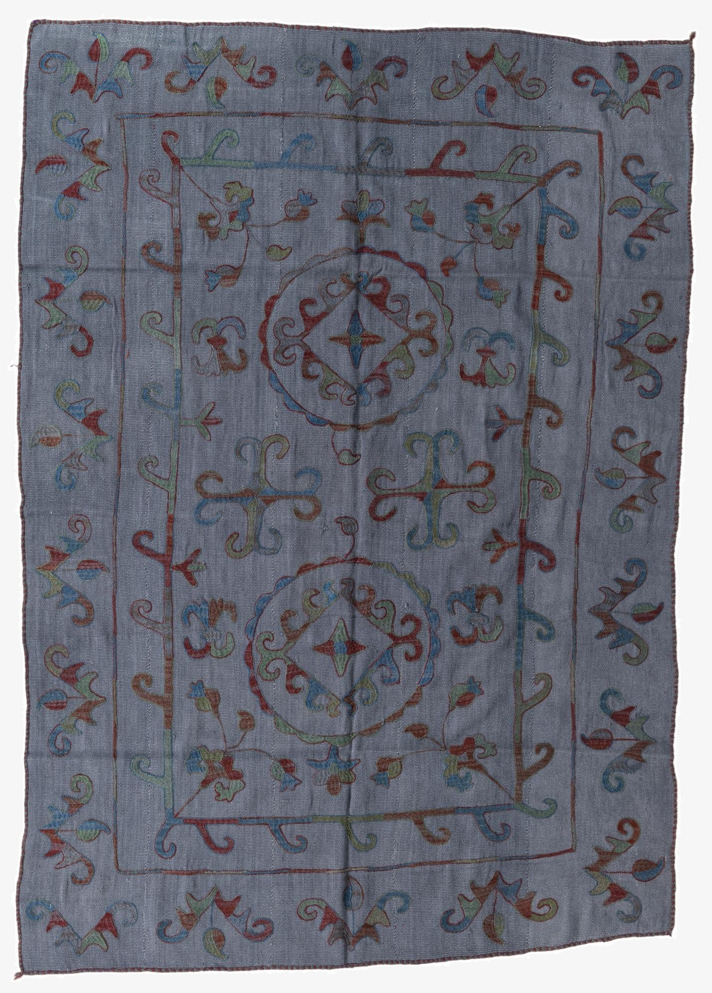  5' 6 x 7' 10  Hand Woven Kilim Suzani Wool Rug