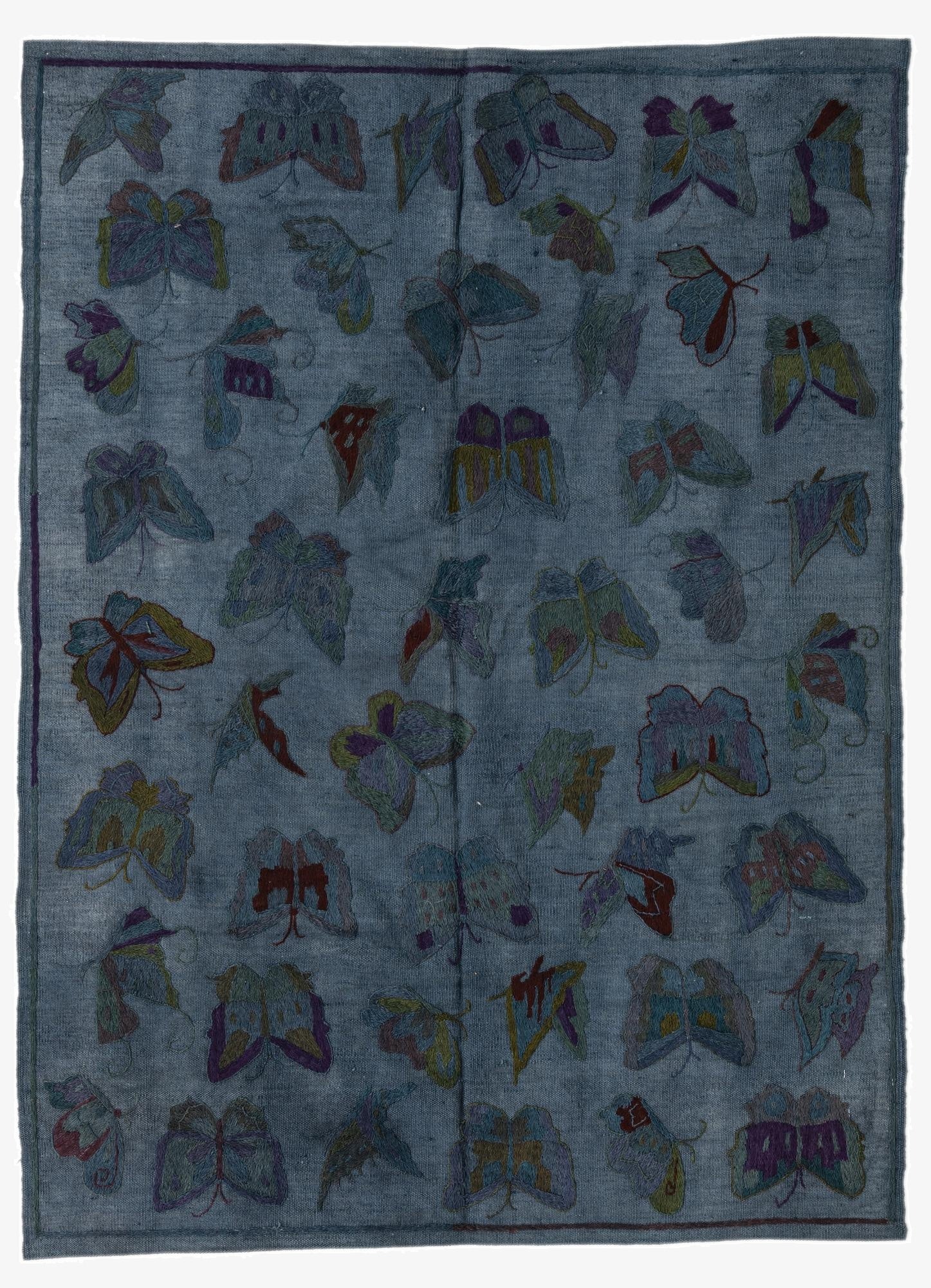  4' 7 x 6' 4  Hand Woven Kilim Suzani Wool Rug