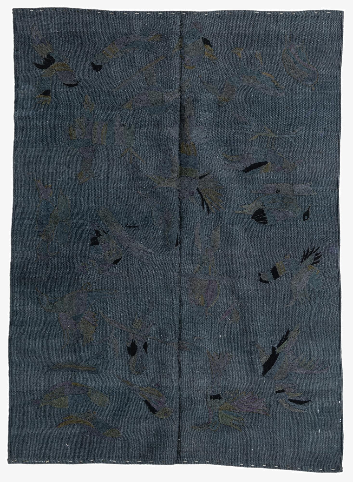  4' 1 x 5' 8  Hand Woven Kilim Suzani Wool Rug