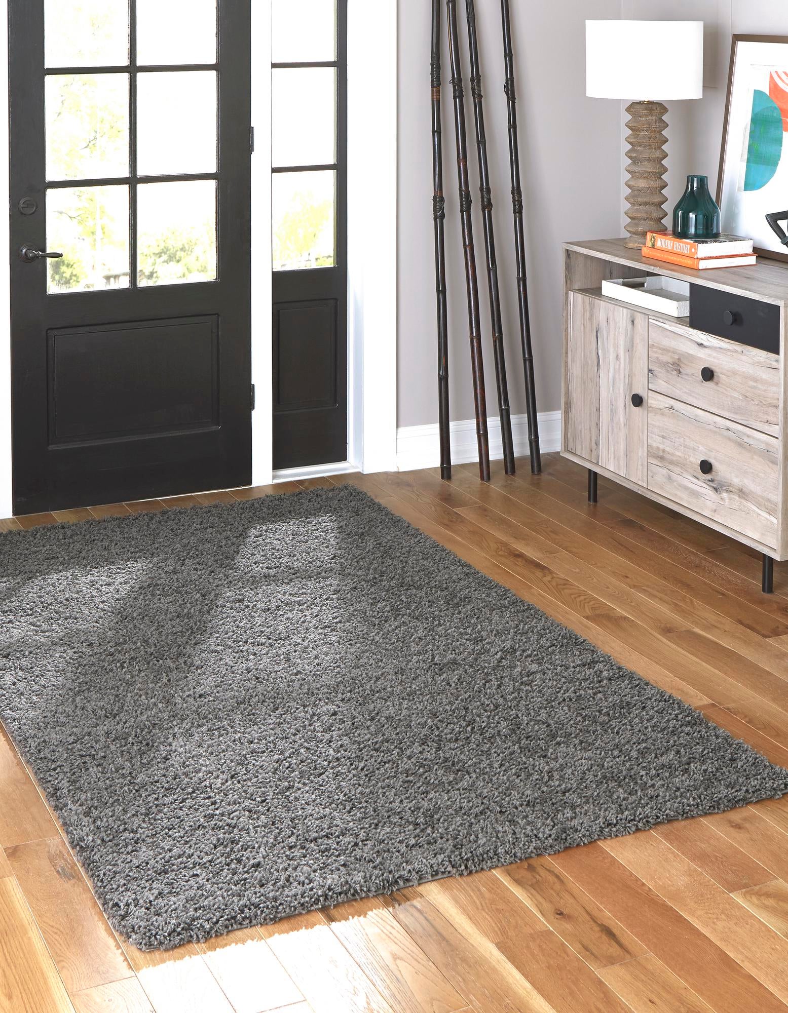 Graphite Gray 5' x 8' Solid Shag Rug | Rugs.com