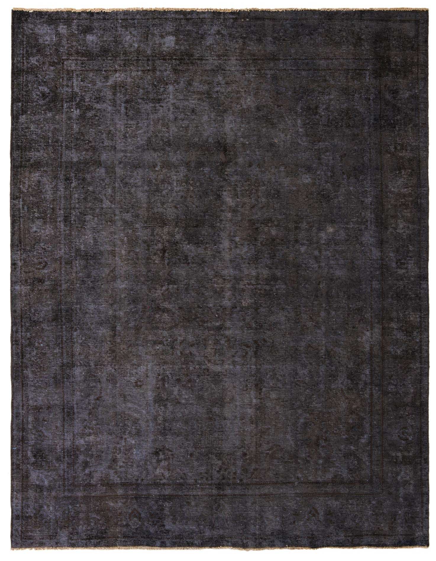 A 9x12 rectangular gray wool rug with a subtle vintage Persian medallion pattern and a flat pile, suitable for a living room.