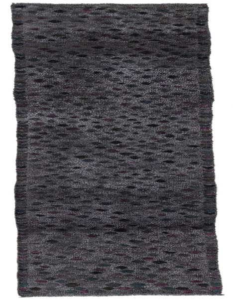 A 12 ft runner rug from the Darya collection, featuring a modern abstract pattern in various shades of gray, silver, and subtle dark accents.