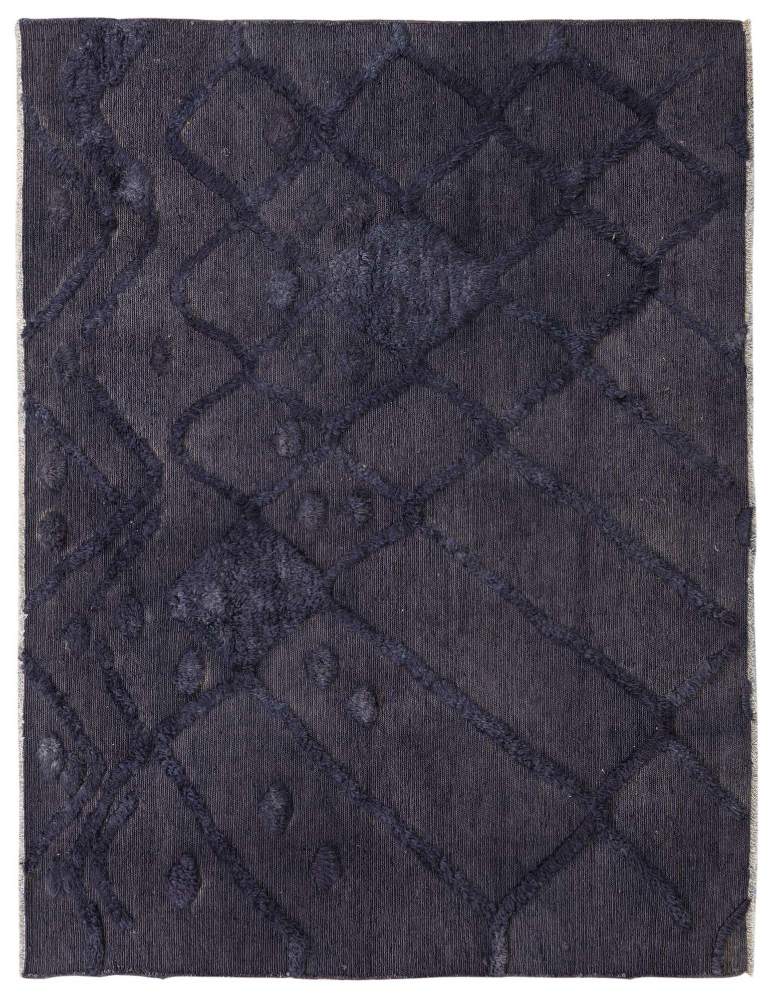 A 5' 4 x 6' 8 square gray modern wool rug with an abstract high-pile diamond pattern.