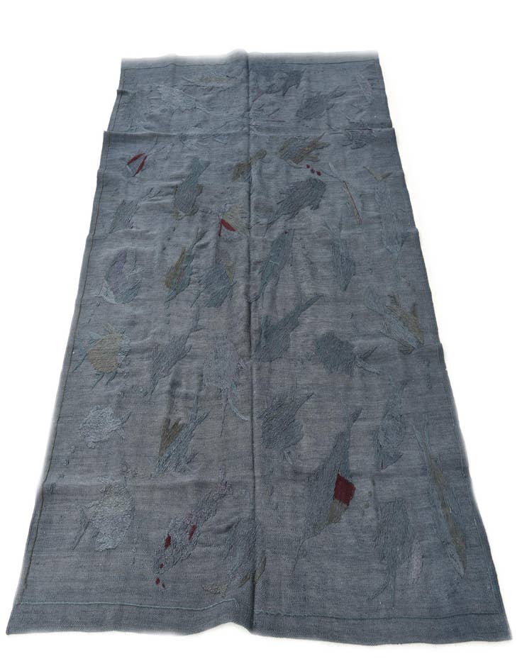 Detail image of  5' 1 x 6' 2  Hand Woven Kilim Suzani Wool Square Rug