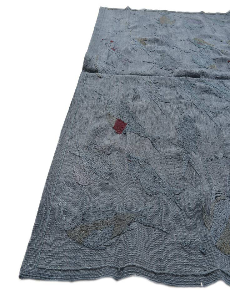 Detail image of  5' 1 x 6' 2  Hand Woven Kilim Suzani Wool Square Rug