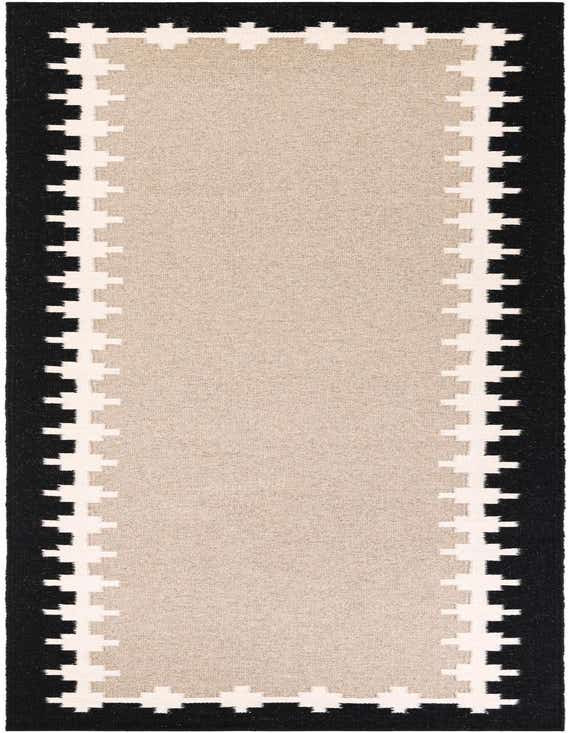 A 12 ft Kilim Wool runner rug in gray and black with a tribal pattern, perfect for a hallway.