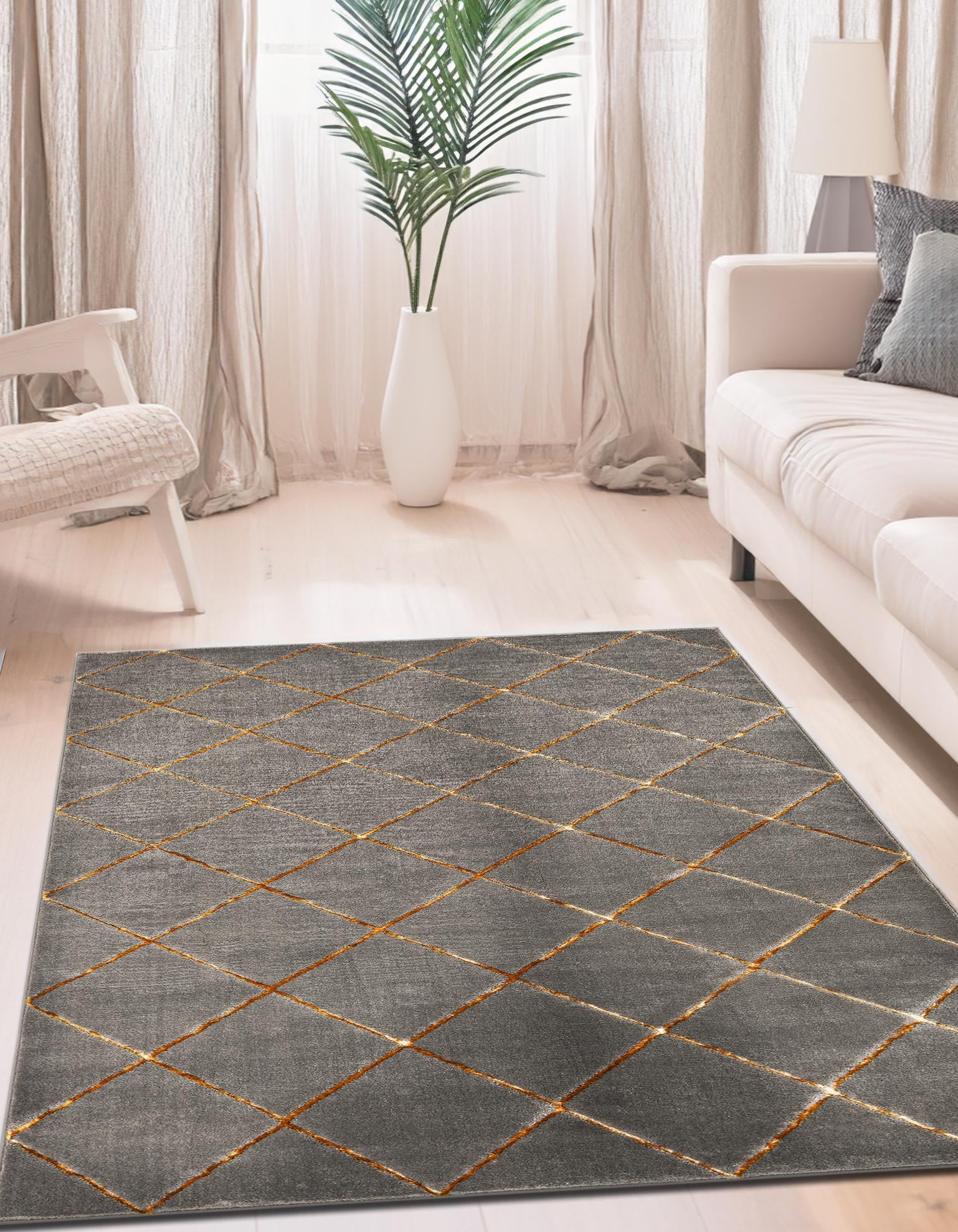 Gray and Gold 7' 10 x 10' Vogue Geo Rug | Rugs.com