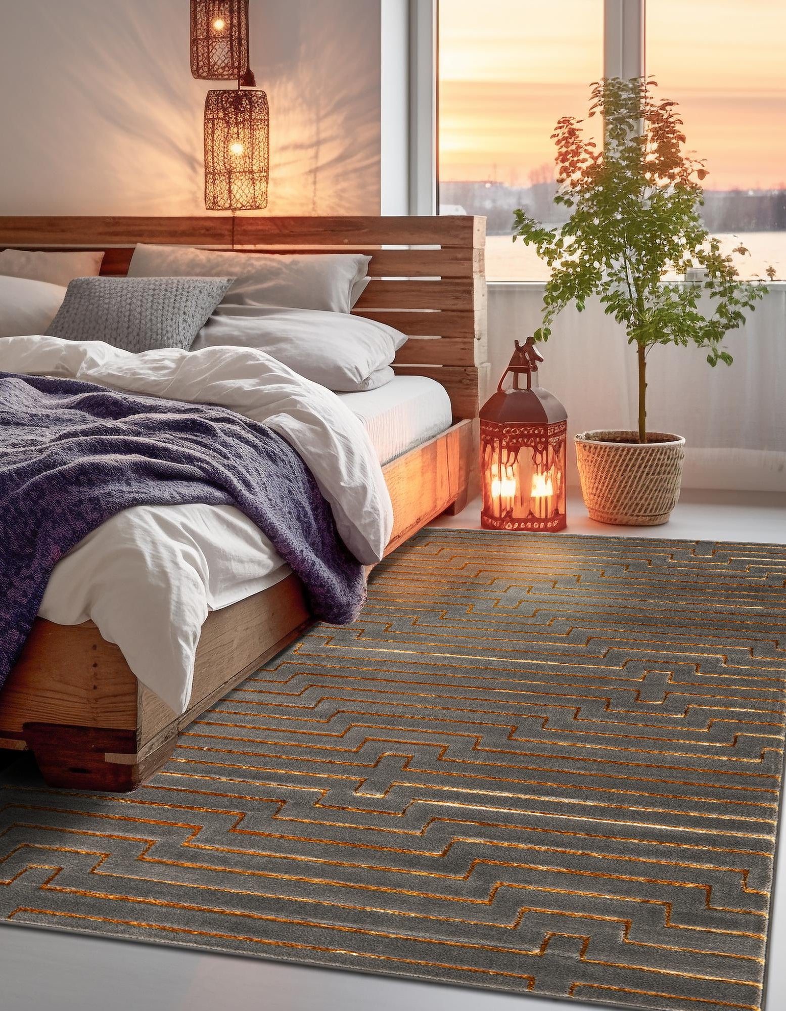 Gray and Gold 9' x 12' Vogue Geo Rug | Rugs.com