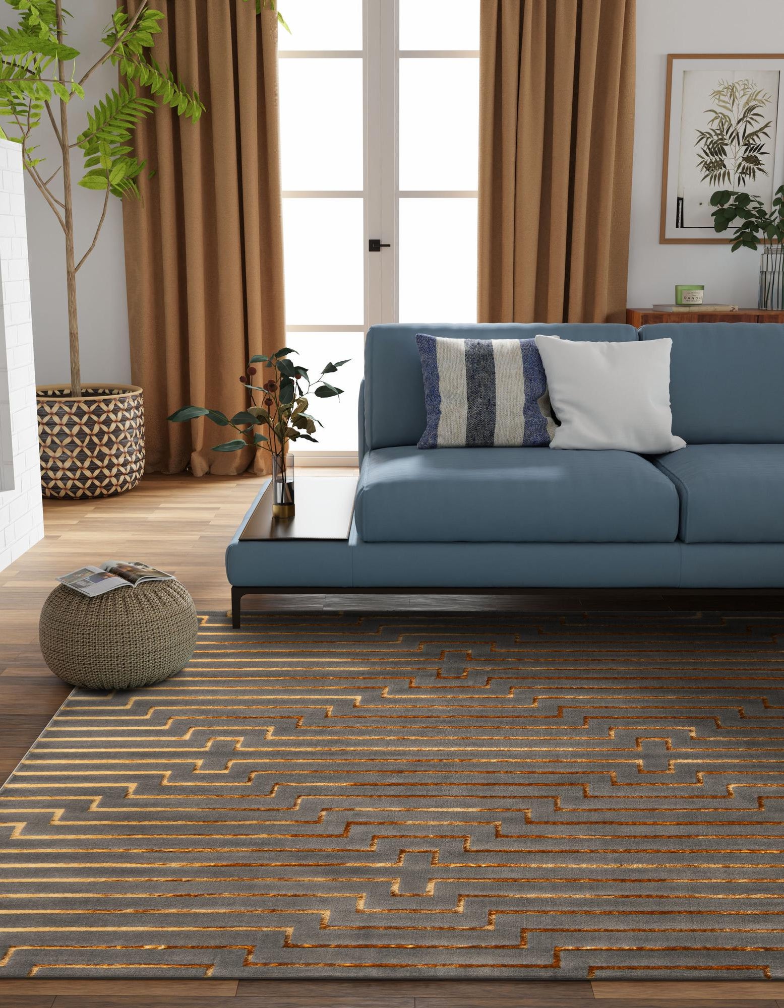 Gray and Gold 7' 10 x 7' 10 Vogue Geo Square Rug | Rugs.com