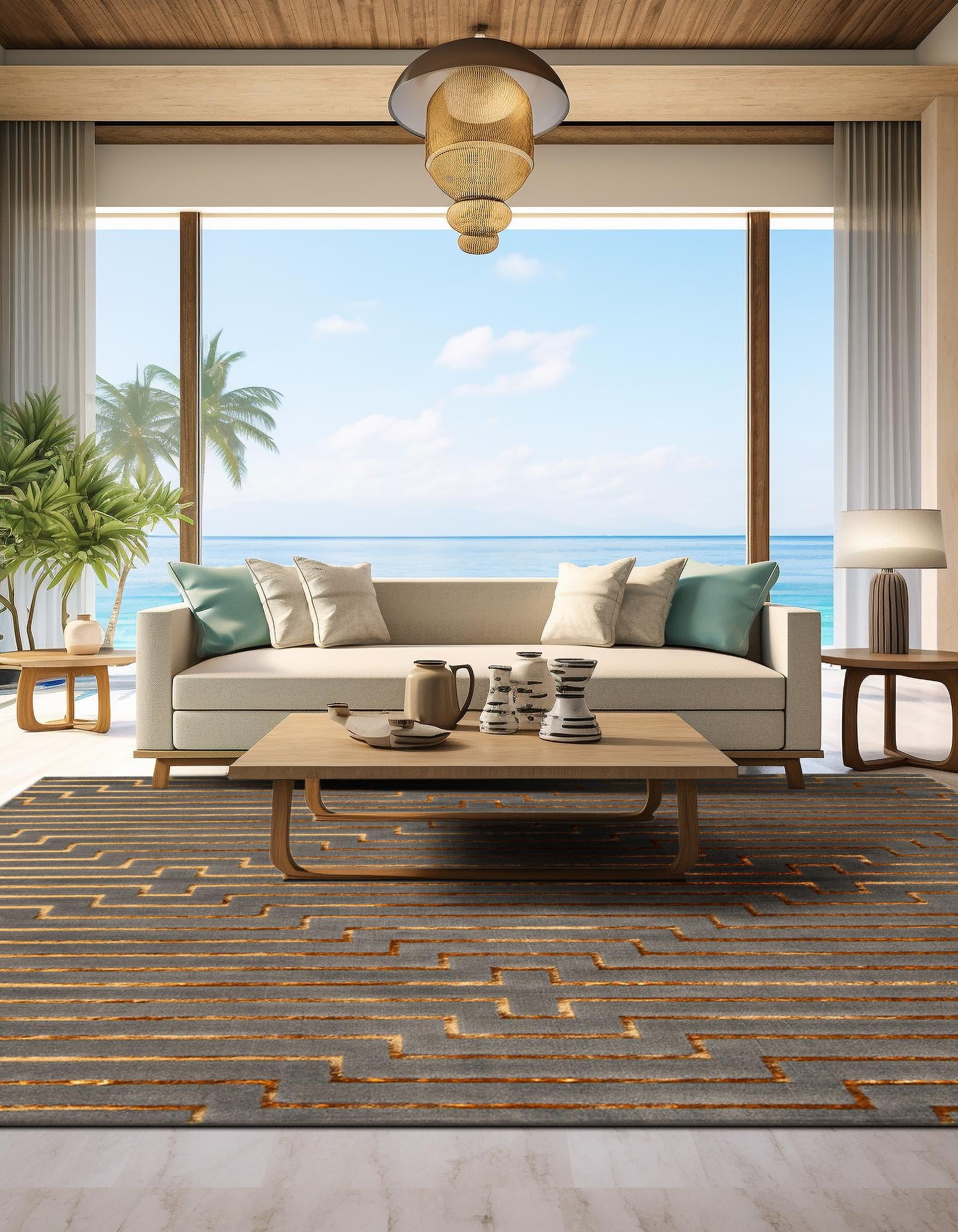 Gray and Gold 7' 10 x 7' 10 Vogue Geo Square Rug | Rugs.com