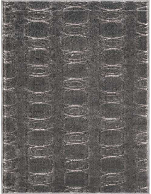 A gray and silver 8 ft runner rug with a textured geometric pattern, ideal for hallways.