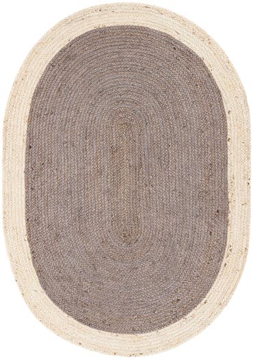  4' 1 x 6' 1  Hand Braided Jute Oval Rug