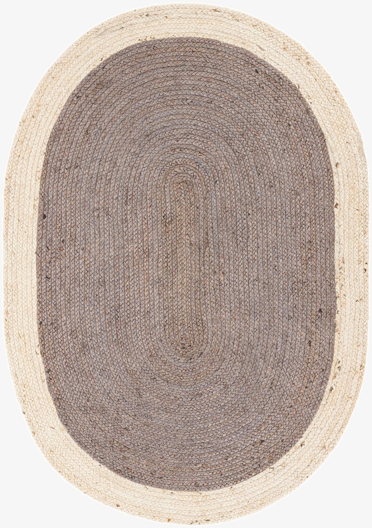  4' 1 x 6' 1  Hand Braided Jute Oval Rug