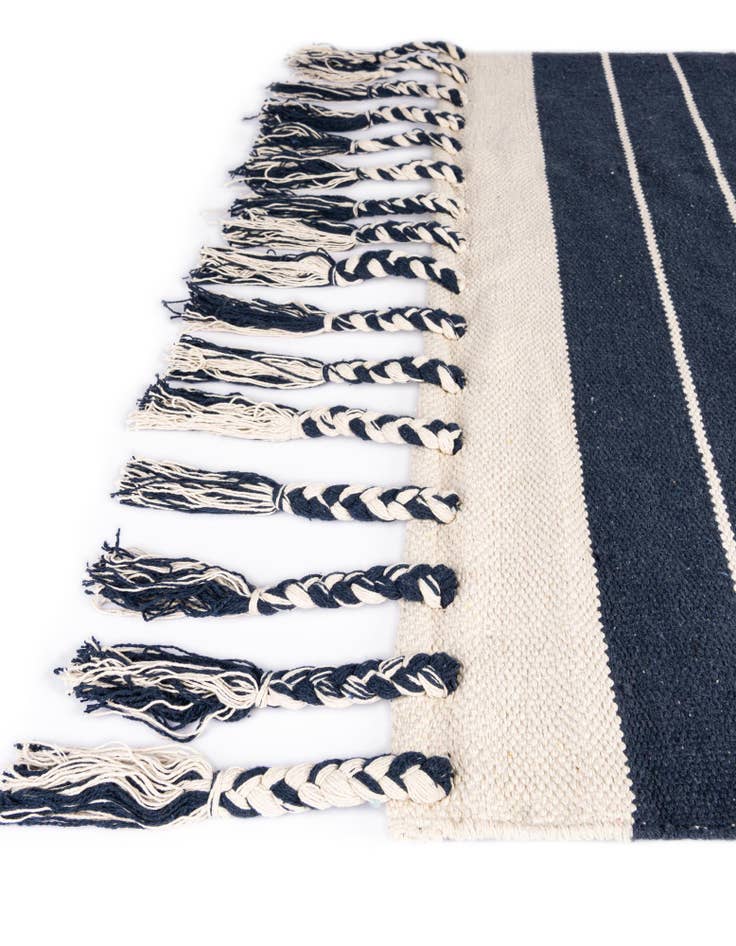 Detail image of  Custom Gray and White  Hand Woven Chindi Cotton Rug