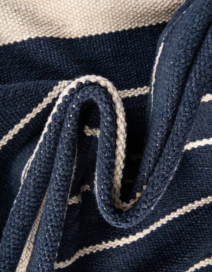 Detail image of  Custom Gray and White  Hand Woven Chindi Cotton Rug