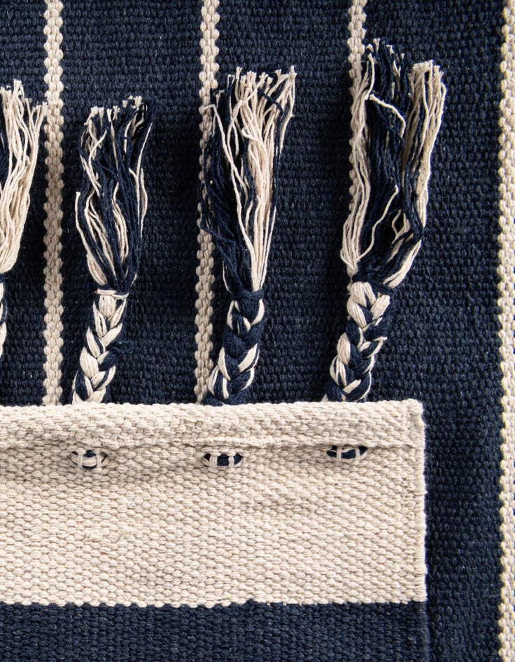 Detail image of  Custom Gray and White  Hand Woven Chindi Cotton Rug