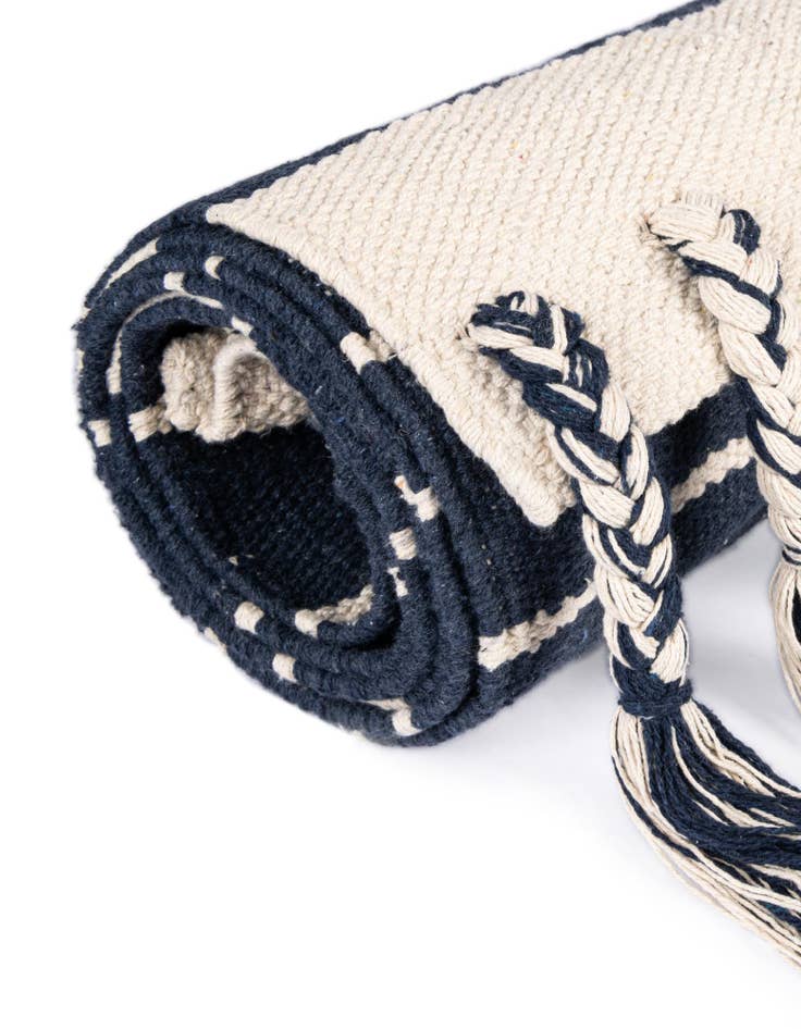 Detail image of  Custom Gray and White  Hand Woven Chindi Cotton Rug