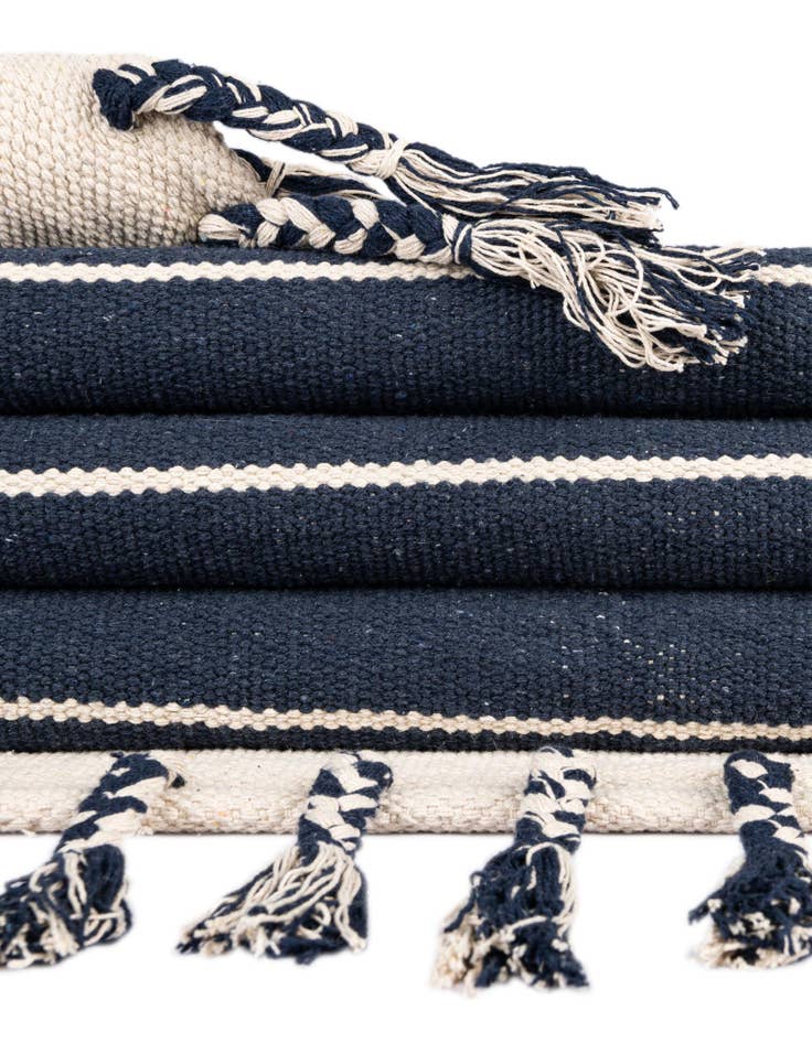 Detail image of  Custom Gray and White  Hand Woven Chindi Cotton Rug