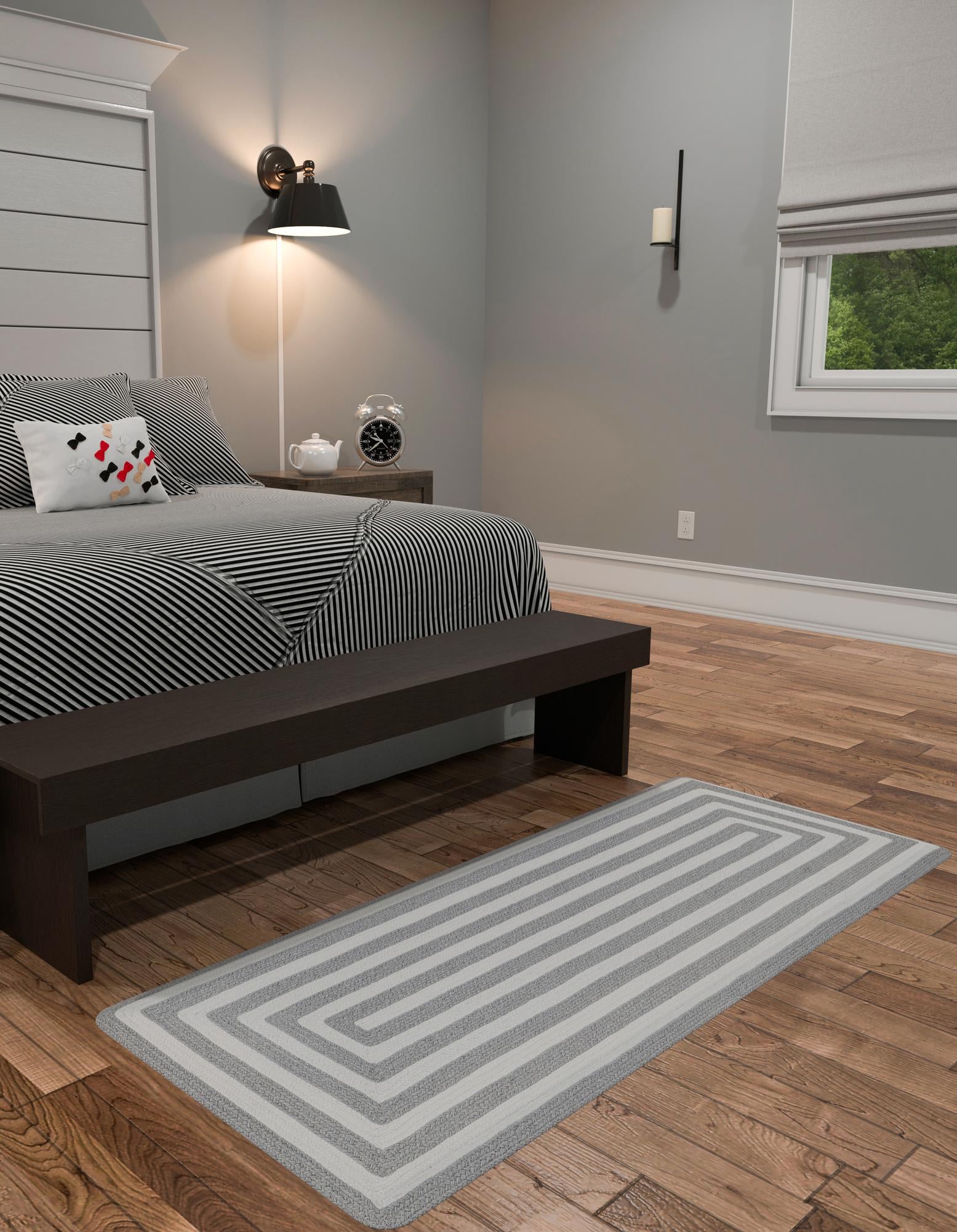 Gray and White 2' 7 x 10' Hand Woven Eco Verse Indoor Washable Indoor ...