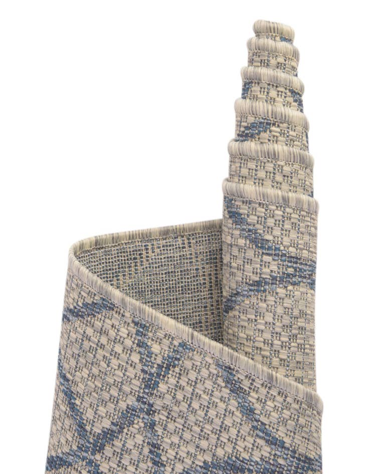 Detail image of  Custom Gray Blue  Washable Lattice Indoor / Outdoor Rug