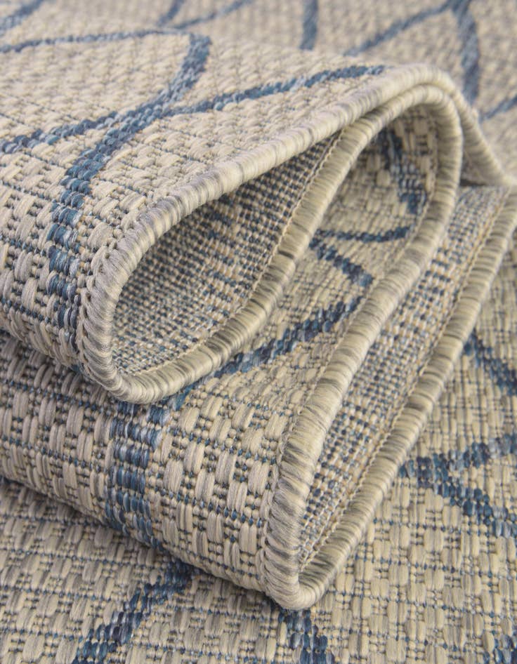 Detail image of  Custom Gray Blue  Washable Lattice Indoor / Outdoor Rug