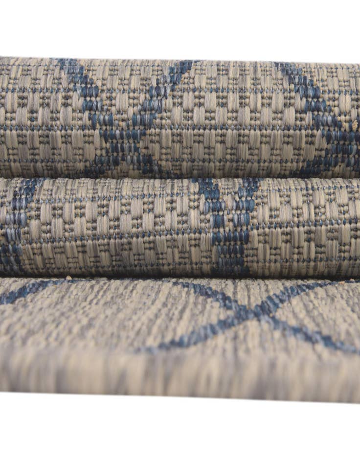 Detail image of  Custom Gray Blue  Washable Lattice Indoor / Outdoor Rug