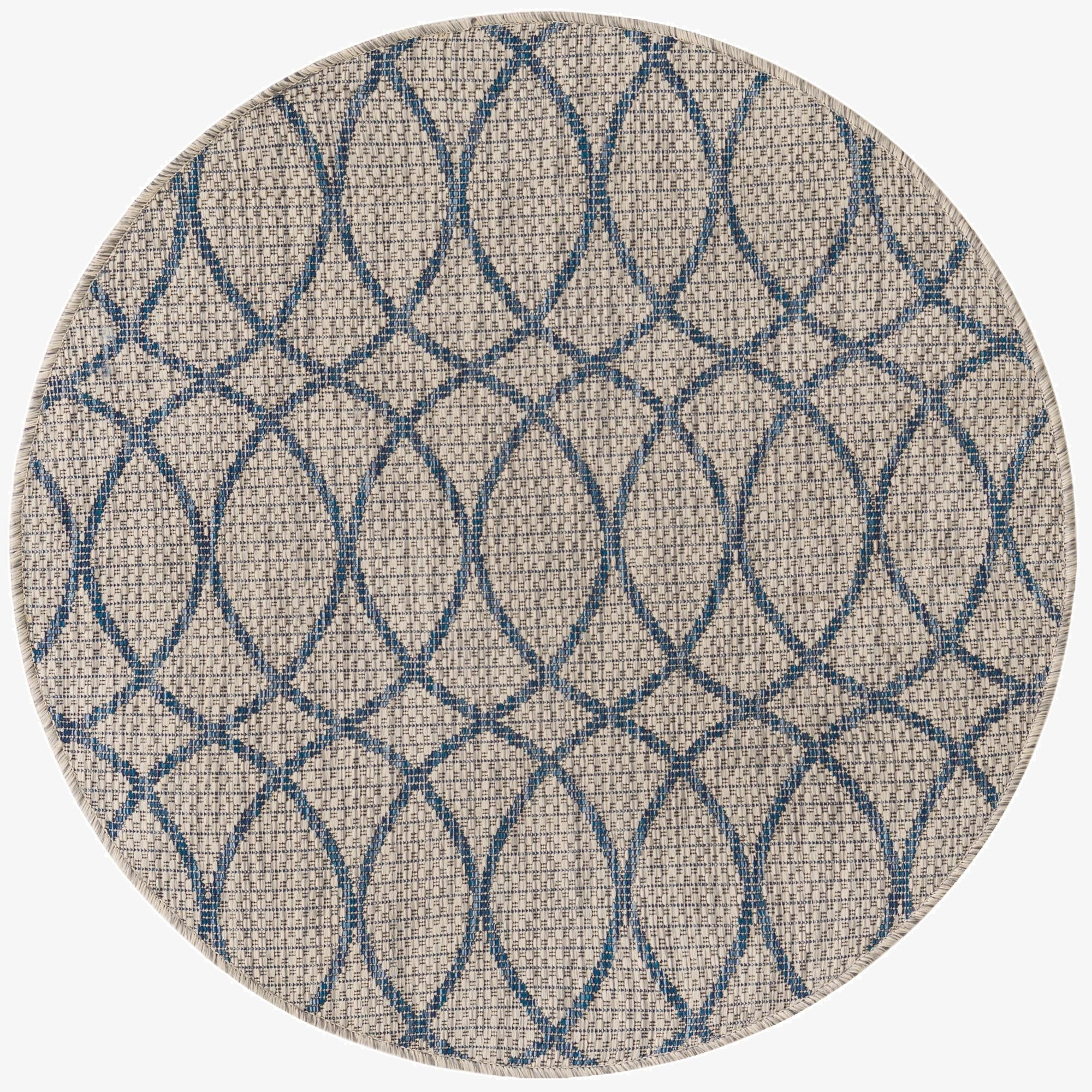  3' x 3'  Washable Lattice Indoor / Outdoor Round Rug