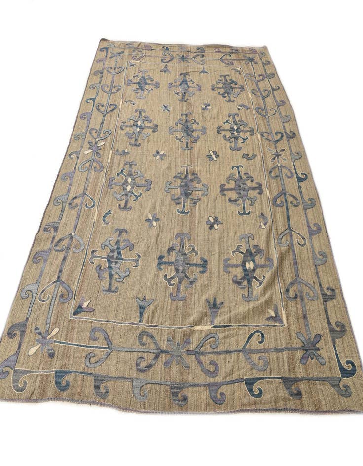 Detail image of  6' 4 x 8' 10  Hand Woven Kilim Suzani Wool Rug