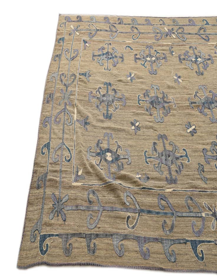 Detail image of  6' 4 x 8' 10  Hand Woven Kilim Suzani Wool Rug