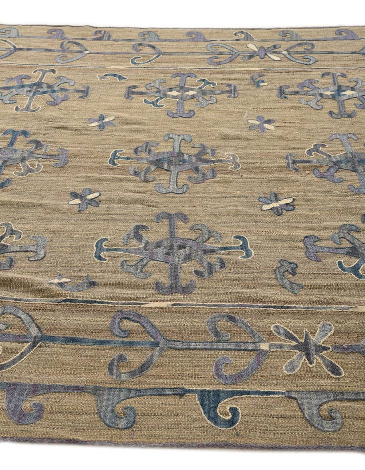 Detail image of  6' 4 x 8' 10  Hand Woven Kilim Suzani Wool Rug