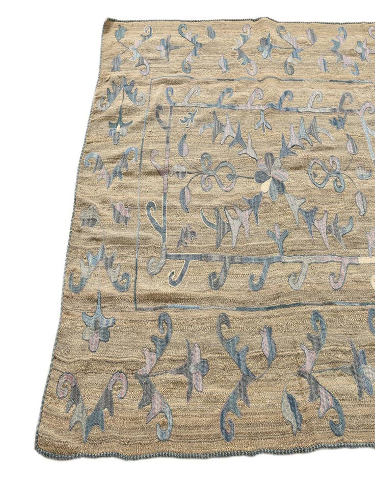 Detail image of  5' 2 x 6' 5  Hand Woven Kilim Suzani Wool Rug