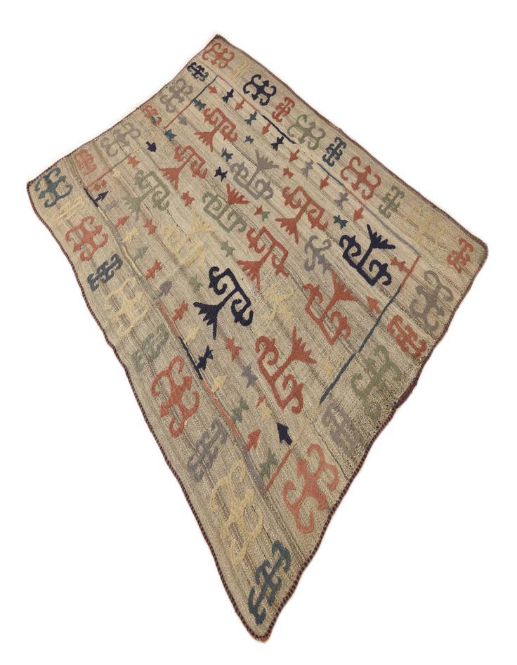 Detail image of  4' 10 x 5' 4  Hand Woven Kilim Suzani Wool Square Rug