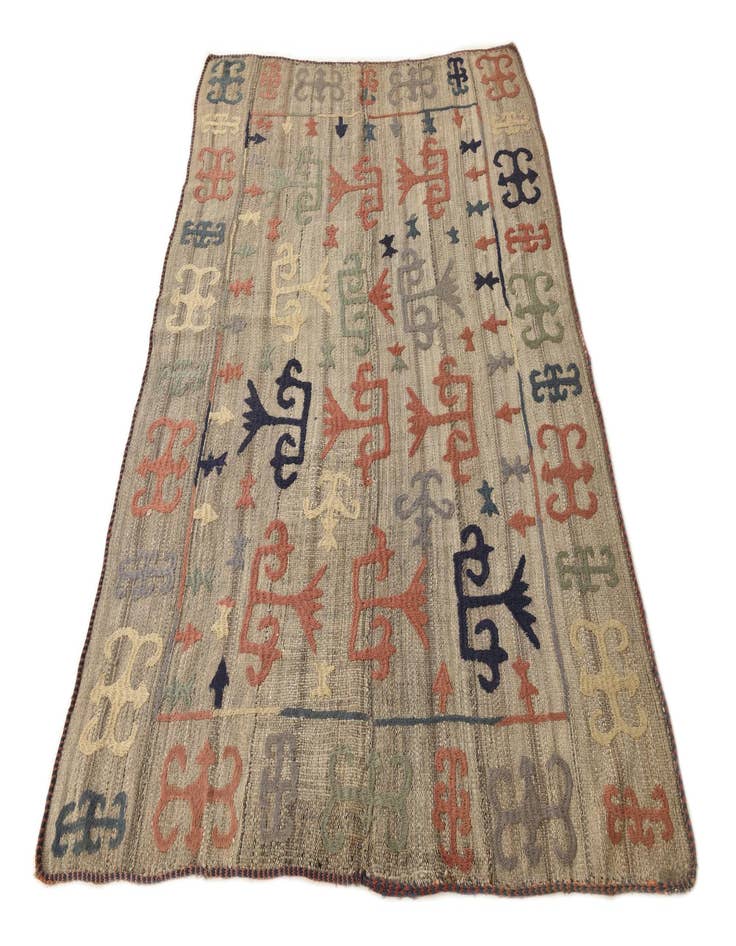 Detail image of  4' 10 x 5' 4  Hand Woven Kilim Suzani Wool Square Rug