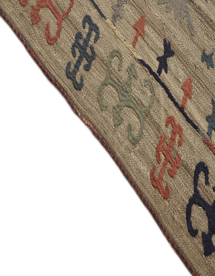 Detail image of  4' 10 x 5' 4  Hand Woven Kilim Suzani Wool Square Rug