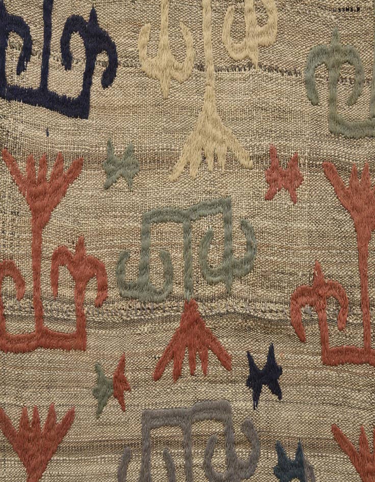 Detail image of  4' 10 x 5' 4  Hand Woven Kilim Suzani Wool Square Rug