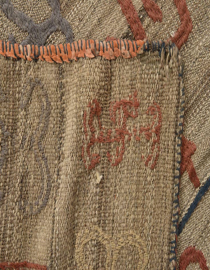 Detail image of  4' 10 x 5' 4  Hand Woven Kilim Suzani Wool Square Rug