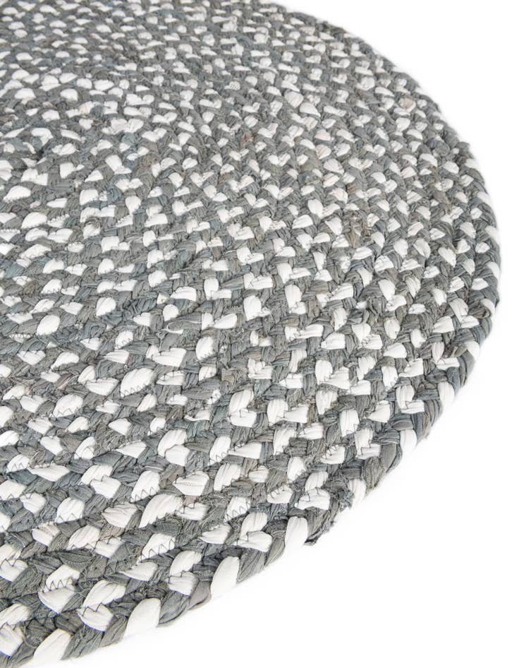 Detail image of  2' 2 x 3' 7  Hand Braided Chindi Hearth Rug