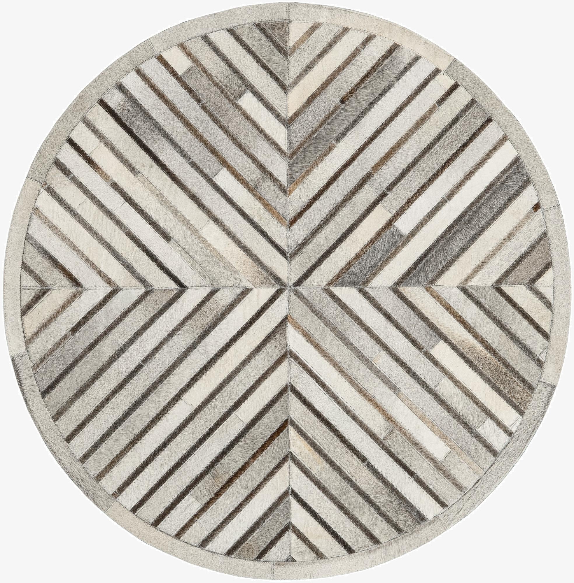  4' 1 x 4' 1 Cowhide Leather Round Rug