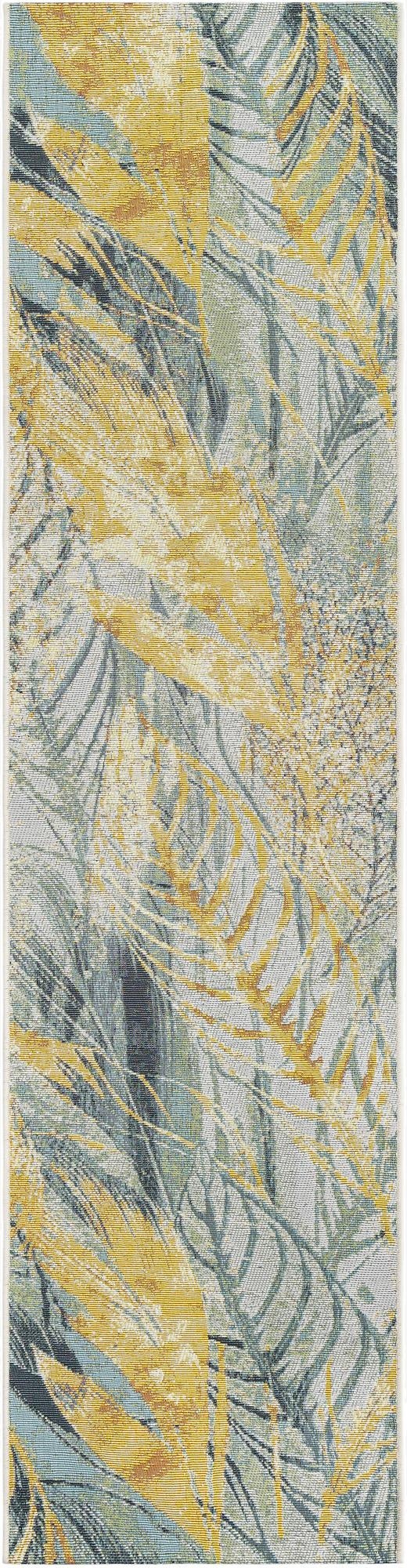  2' x 8'  Washable Botanical Indoor / Outdoor Runner Rug