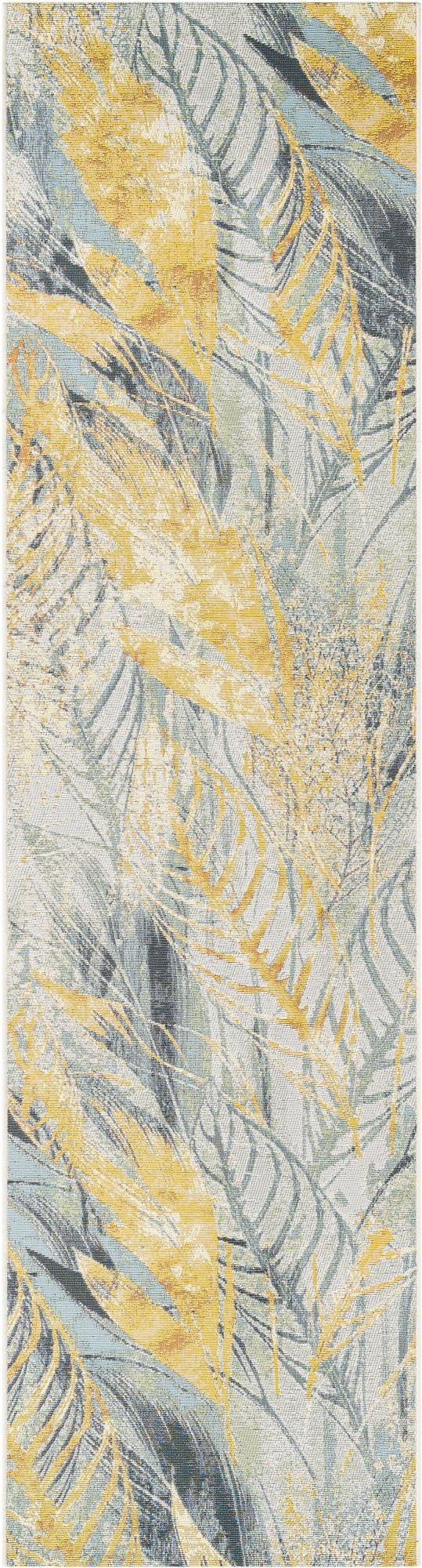  2' 7 x 10'  Washable Botanical Indoor / Outdoor Runner Rug