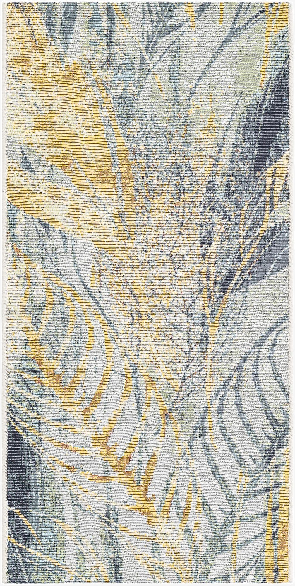  2' x 4'  Washable Botanical Indoor / Outdoor Runner Rug