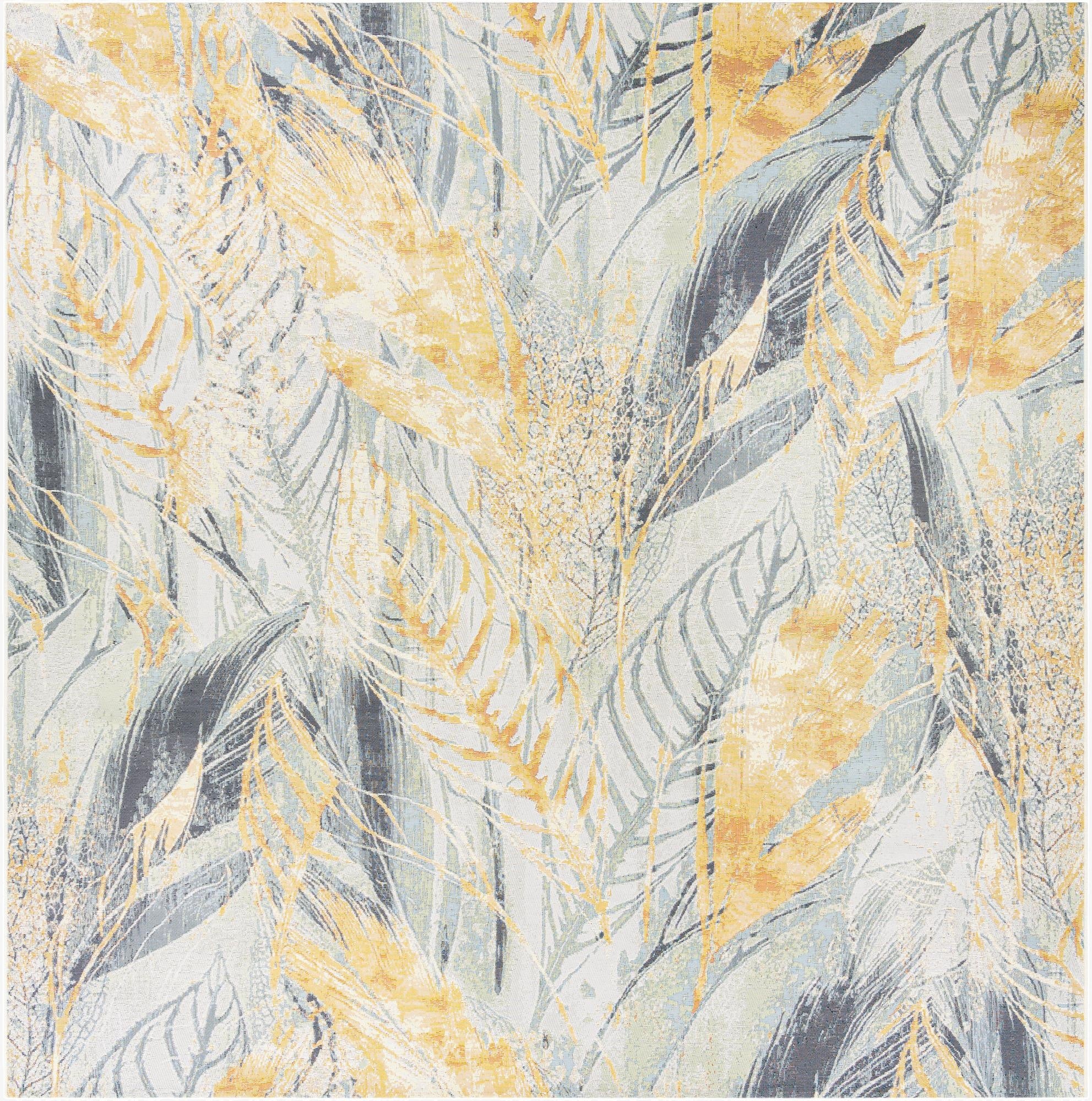  10' x 10'  Washable Botanical Indoor / Outdoor Square Rug