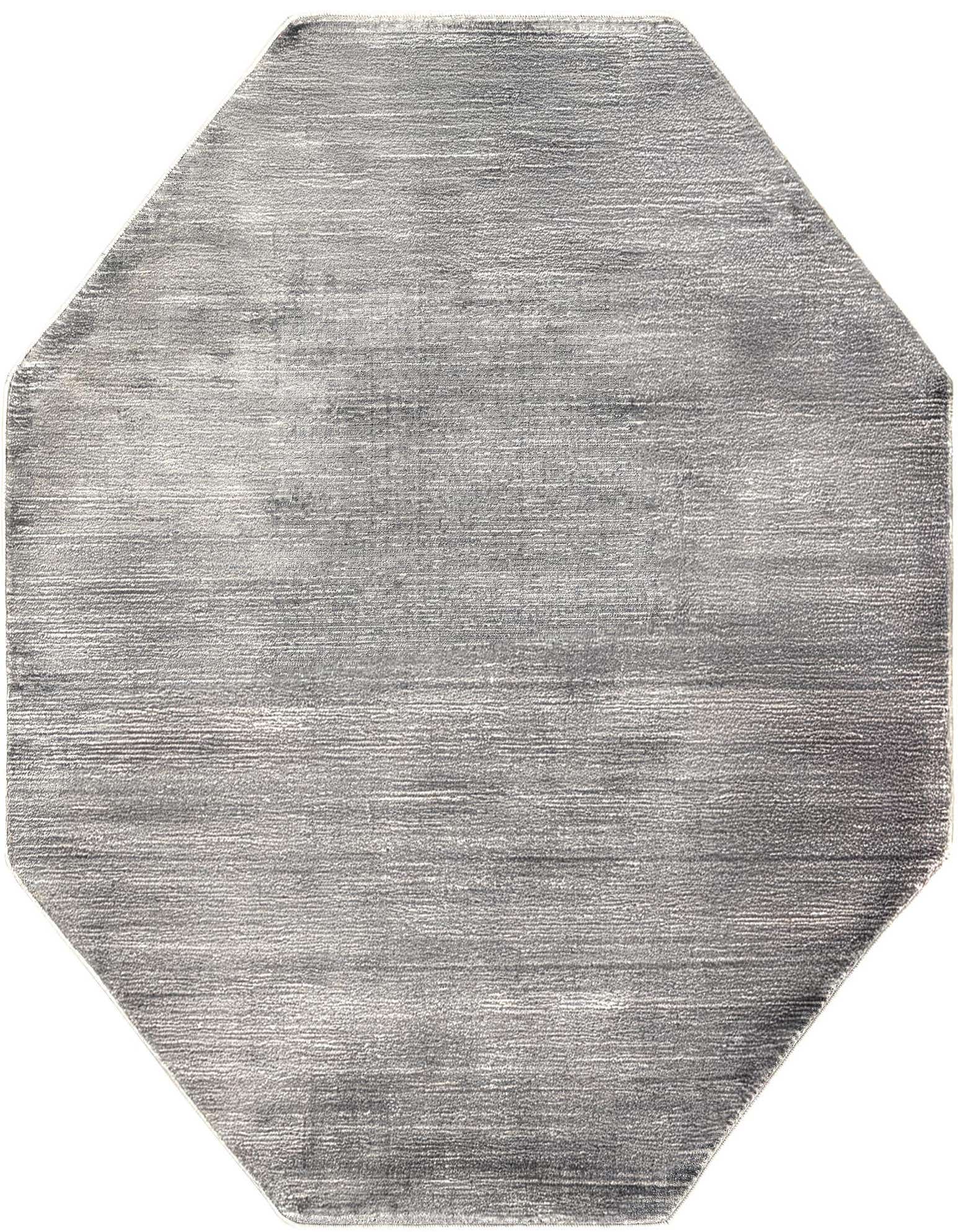 A 5'3" x 5'3" octagon gray area rug with a subtle high/low textured pile, suitable for modern indoor spaces.