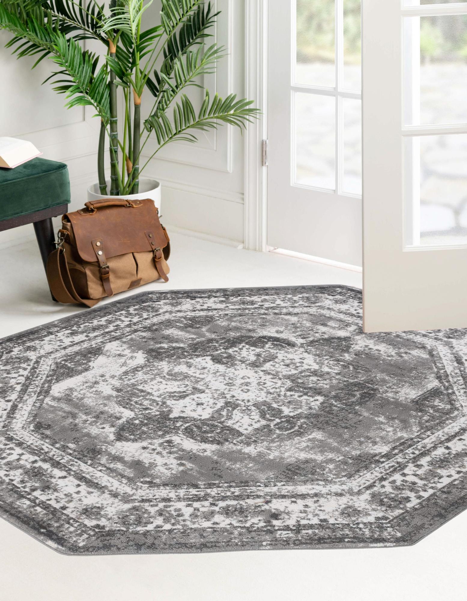 Gray 6' x 6' Monte Carlo Octagon Rug | Rugs.com