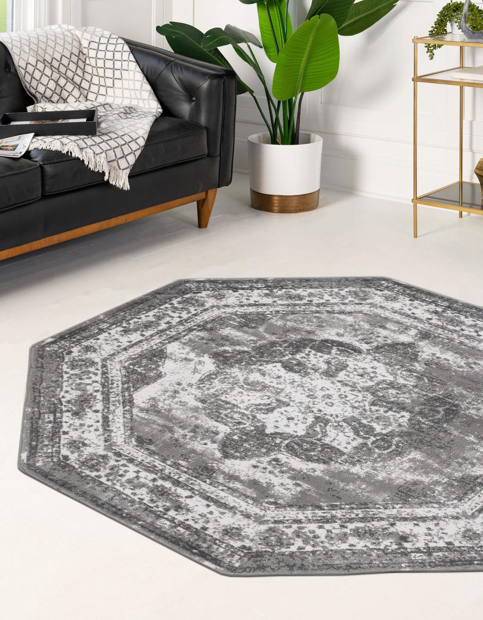 Gray 6' x 6' Monte Carlo Octagon Rug | Rugs.com